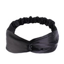JET BLACK Satin Elastic Back Headband