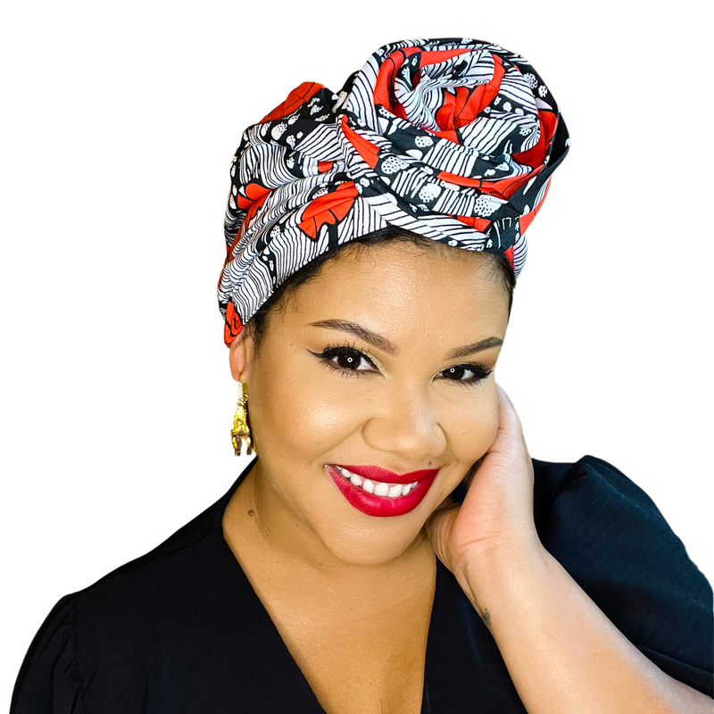 SCARLET Rose Satin-Lined Pre-tied Headwrap