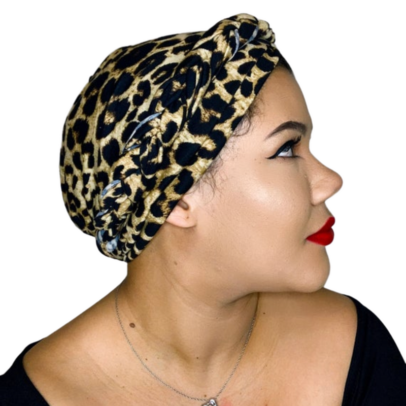 LEOPARD Braid Turban Pre-tied Headwrap