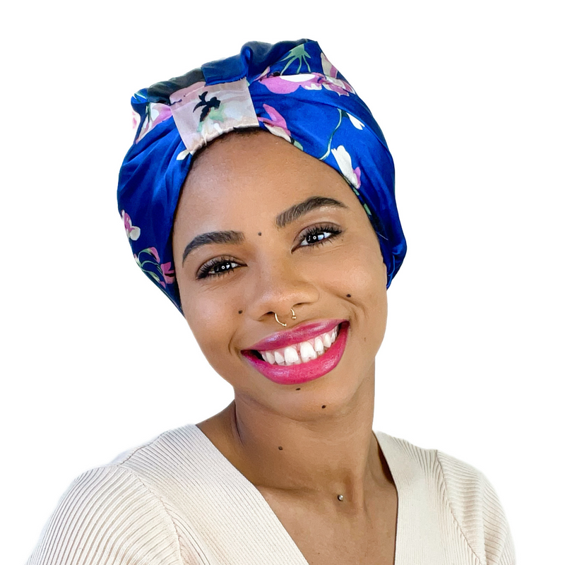 Satin Sleep Turban BLUE FLORA