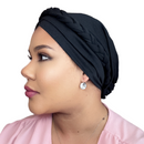 BLACK Braid Turban Satin-Lined Pre-tied Headwrap