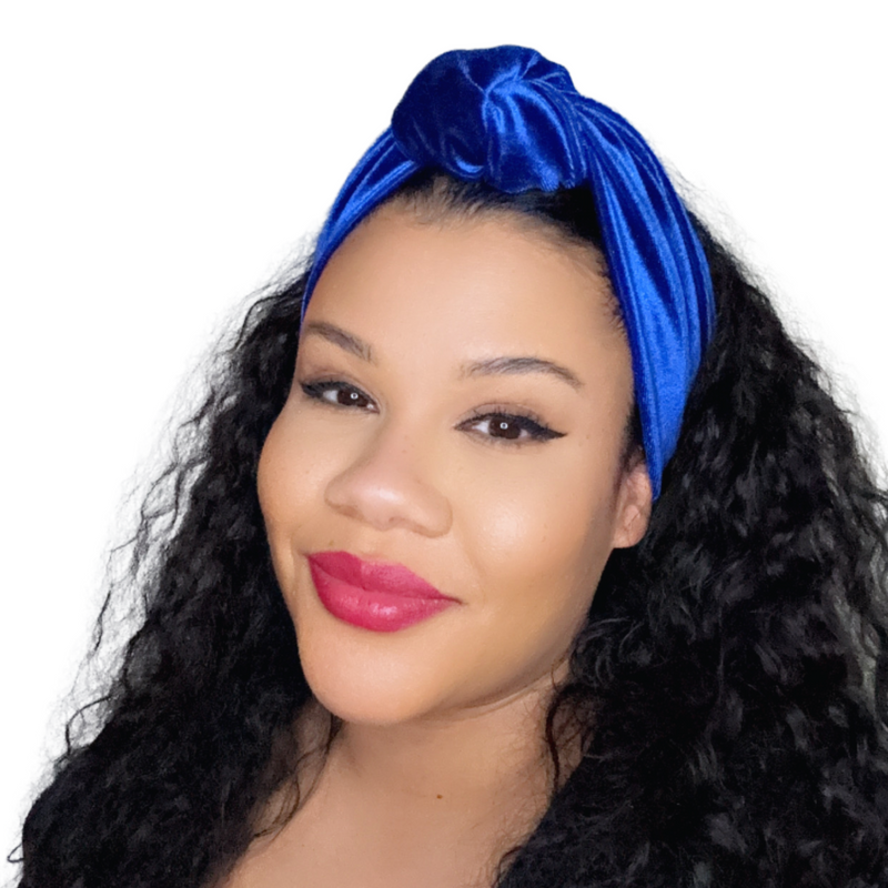 ROYAL BLUE Luxurious Velvet Knotted Headband