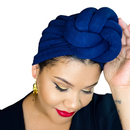 NAVY BLUE Statement Satin-Lined Pre-Tied Wrap