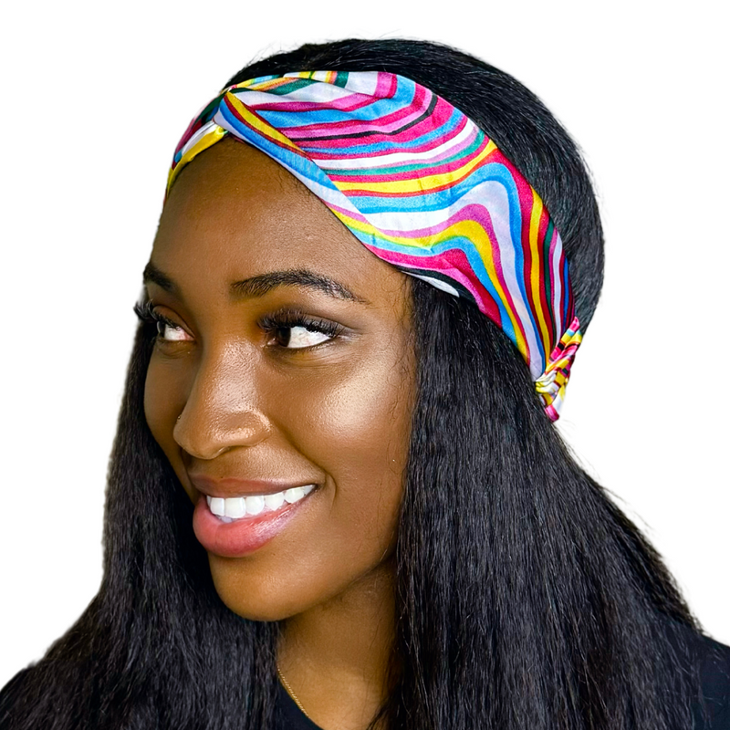 CANDY CANE Wide Satin Elasticated Back Headband