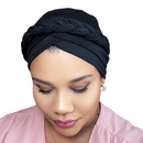 BLACK Braid Turban Satin-Lined Pre-tied Headwrap