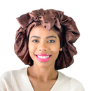 BOW Satin Sleep Bonnet CHOCOLATE