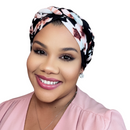 BLACK PINK FLORAL Braid Turban Satin-Lined Pre-tied Headwrap