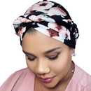 BLACK PINK FLORAL Braid Turban Satin-Lined Pre-tied Headwrap