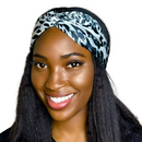 SNOW LEOPARD Wide Satin Elasticated Back Headband