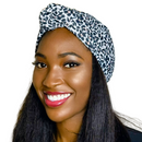 SNOW LEOPARD Satin-Lined Pre-tied Headwrap