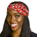 RED LEOPARD Wide Satin Elasticated Back Headband