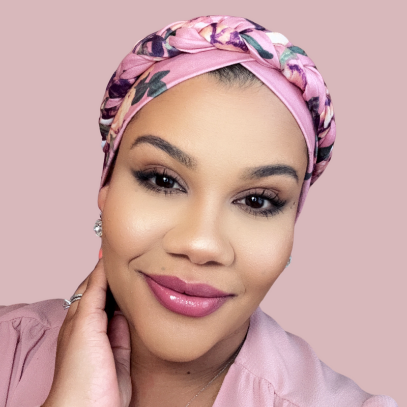 DUSTY PINK Braid Turban Satin-Lined Pre-tied Headwrap