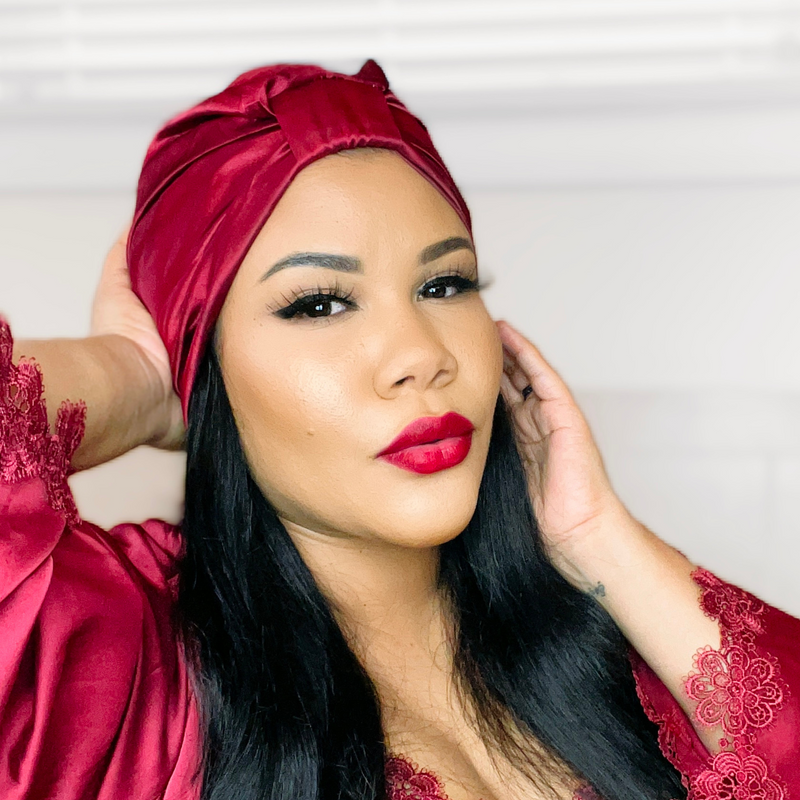 Satin Sleep Turban SCARLET