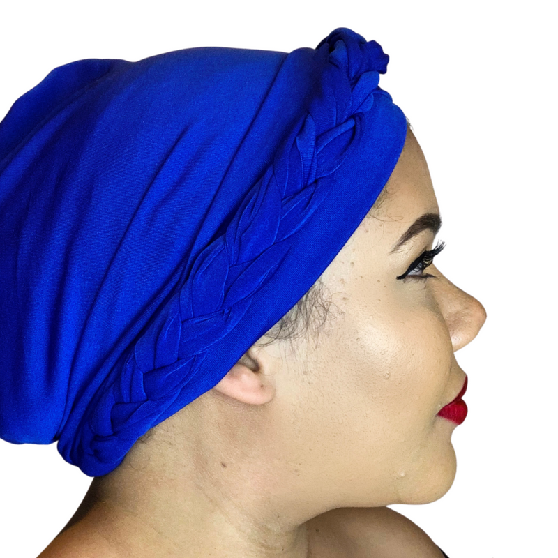ROYAL BLUE Braid Turban Pre-tied Headwrap
