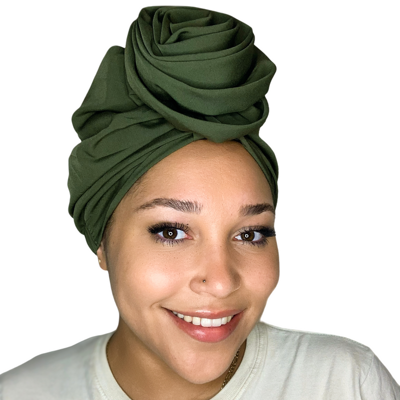 OLIVE Rose Satin-Lined Pre-tied Headwrap