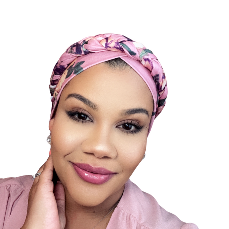 DUSTY PINK Braid Turban Satin-Lined Pre-tied Headwrap