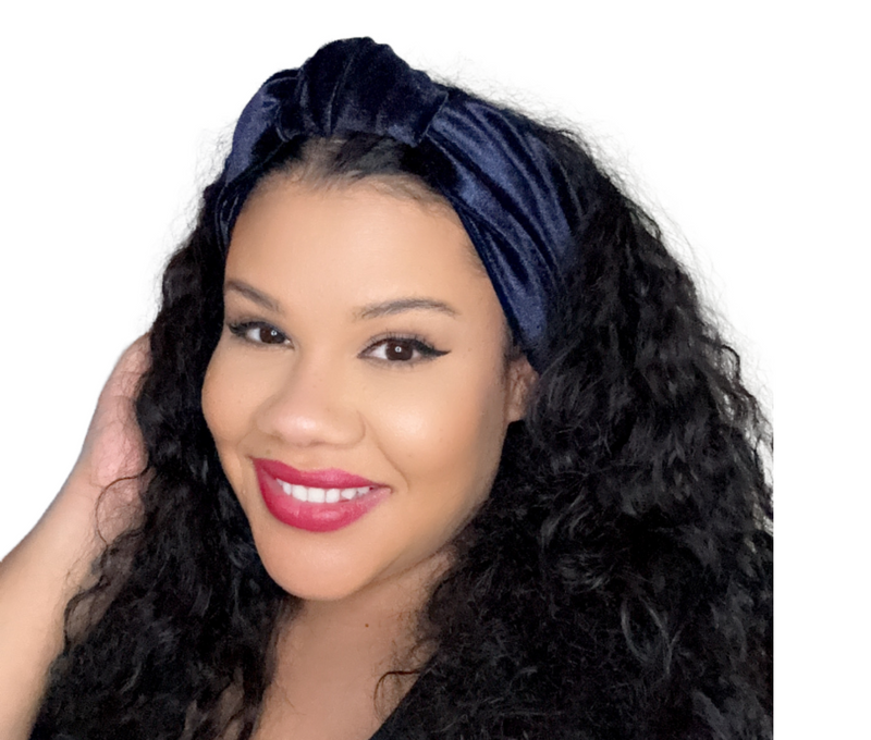 NAVY BLUE Luxurious Velvet Knotted Headband
