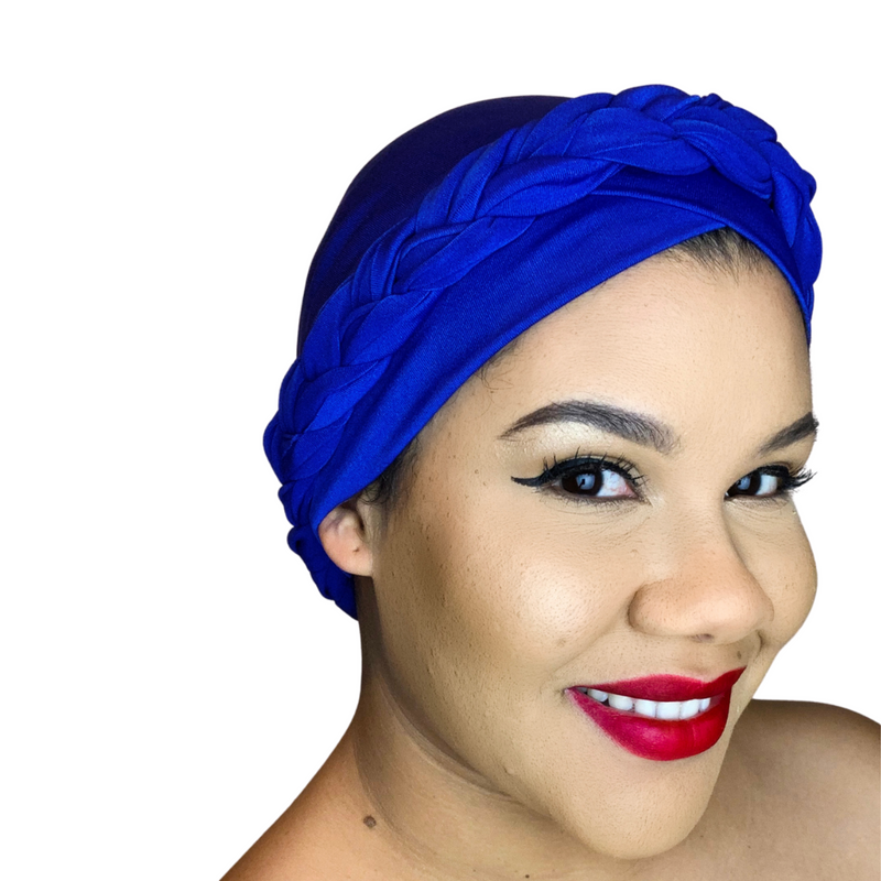 ROYAL BLUE Braid Turban Pre-tied Headwrap