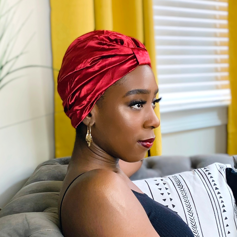 Satin Sleep Turban SCARLET