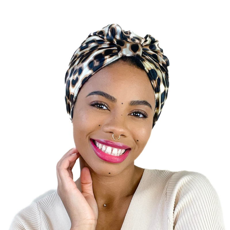 Satin Sleep Turban LEOPARD
