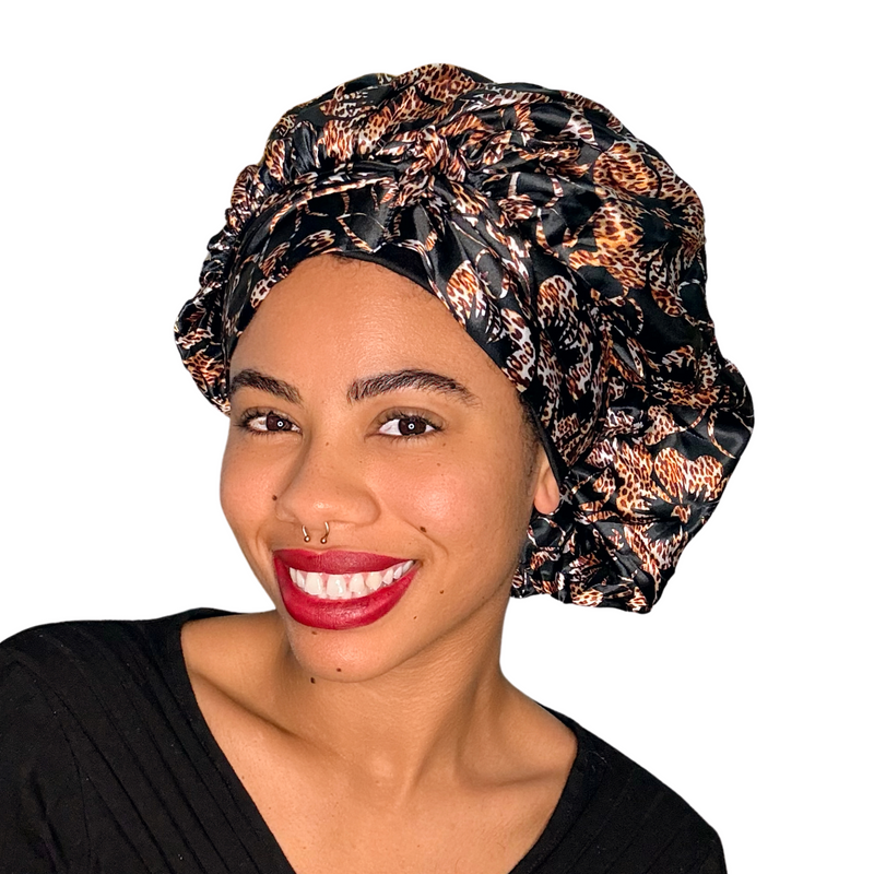 BOW Satin Sleep Bonnet WILD THING