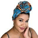 BLUE ORANGE Rose Satin-Lined Pre-tied Headwrap