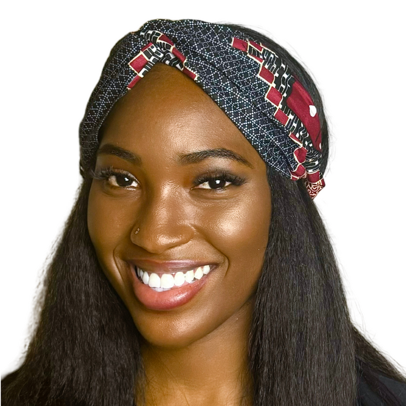 POPPY Ankara Wide Twist Elasticated Back Headband