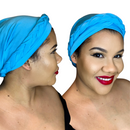 SEA BLUE Braid Turban Pre-tied Headwrap