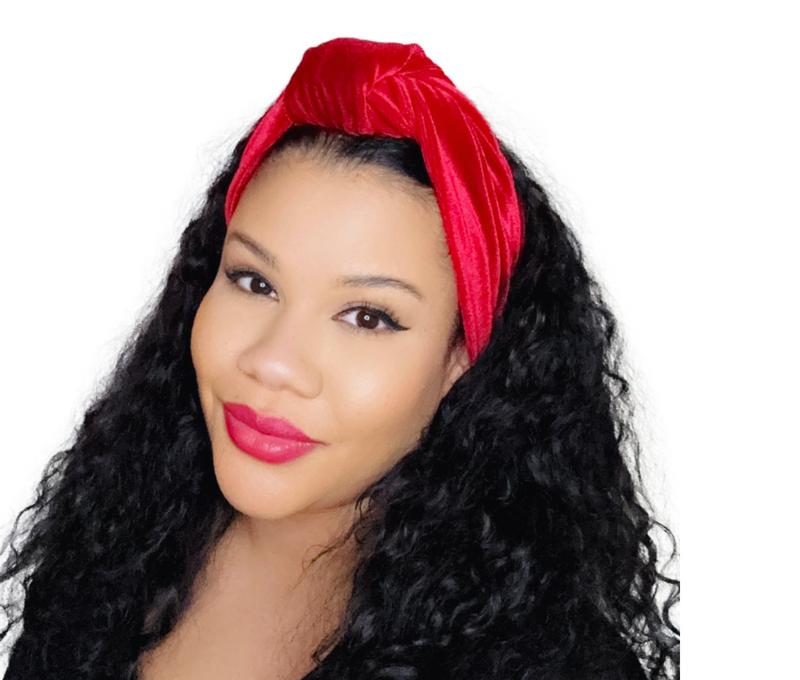 CHERRY RED Luxurious Velvet Knotted Headband