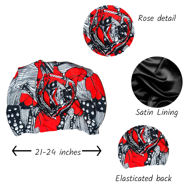 SCARLET Rose Satin-Lined Pre-tied Headwrap