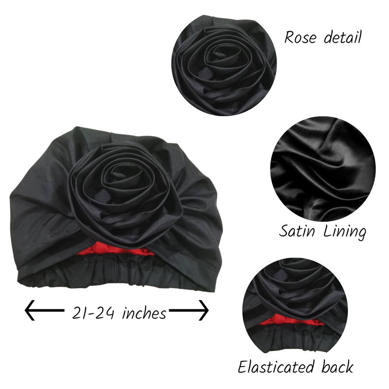 OLIVE Rose Satin-Lined Pre-tied Headwrap
