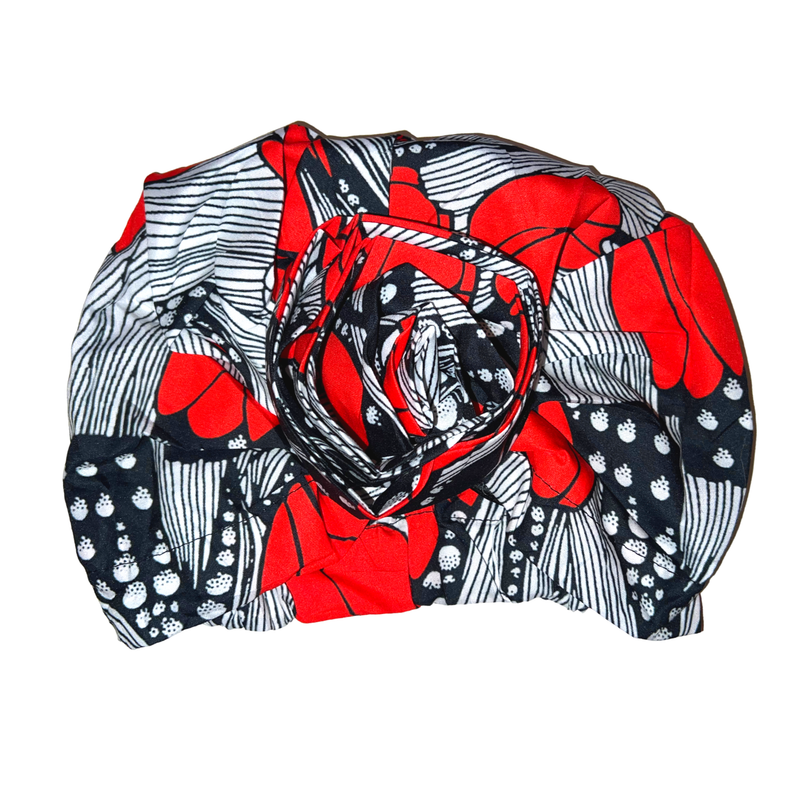 SCARLET Rose Satin-Lined Pre-tied Headwrap