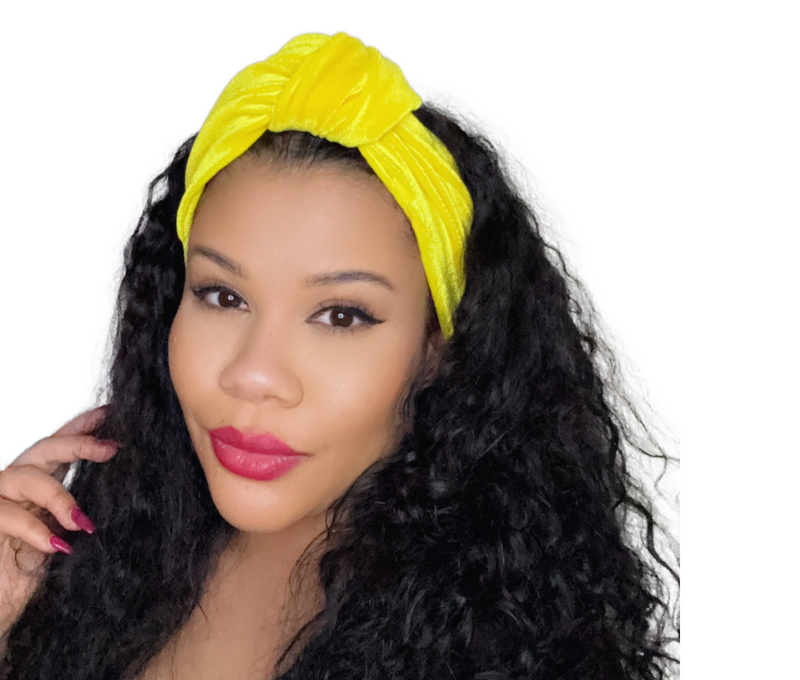 CANARY YELLOW Luxurious Velvet Knotted Headband