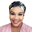 BLACK FLORAL Braid Turban Satin-Lined Pre-tied Headwrap