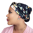 BLACK FLORAL Braid Turban Satin-Lined Pre-tied Headwrap