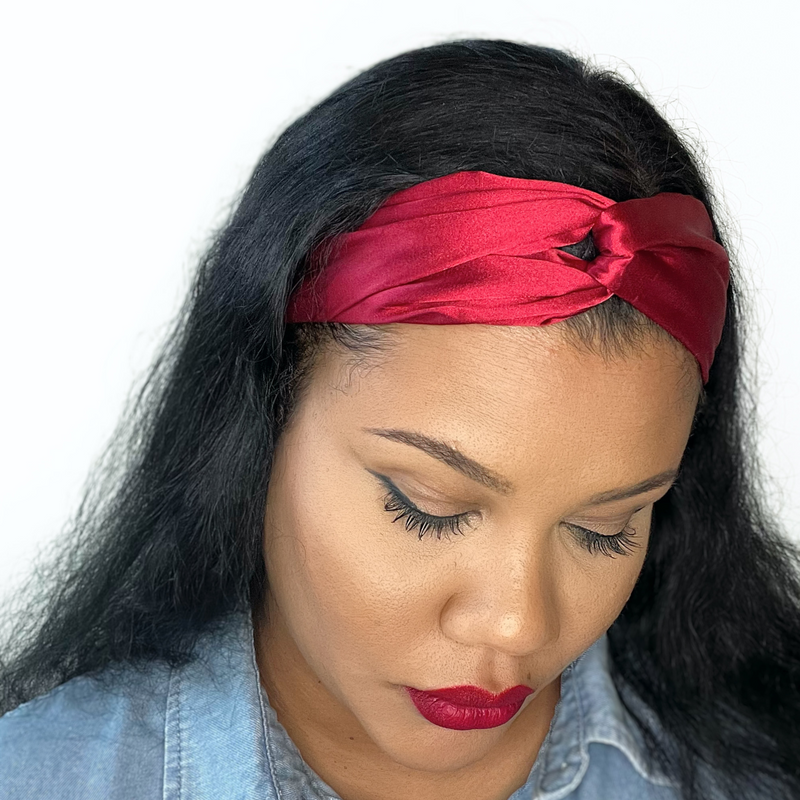 RASPBERRY Satin Elastic Back Headband