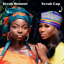 RED BLUE Hand-Dyed Satin Lined Scrub Bonnet