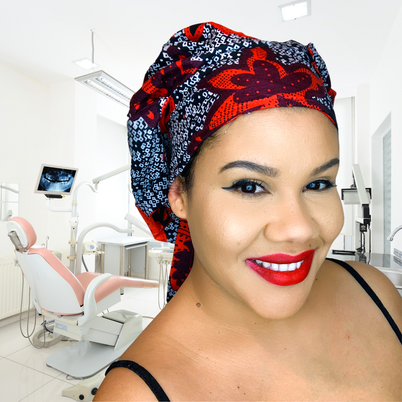 RED BLUE Hand-Dyed Satin Lined Scrub Bonnet