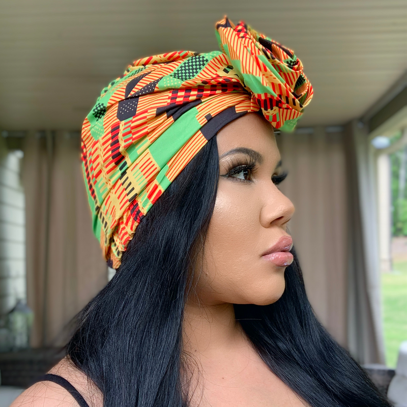 BLACK STAR Rose Satin-Lined Pre-tied Headwrap