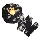 BLACK FLORAL Satin-Lined Bonnet Head Wrap