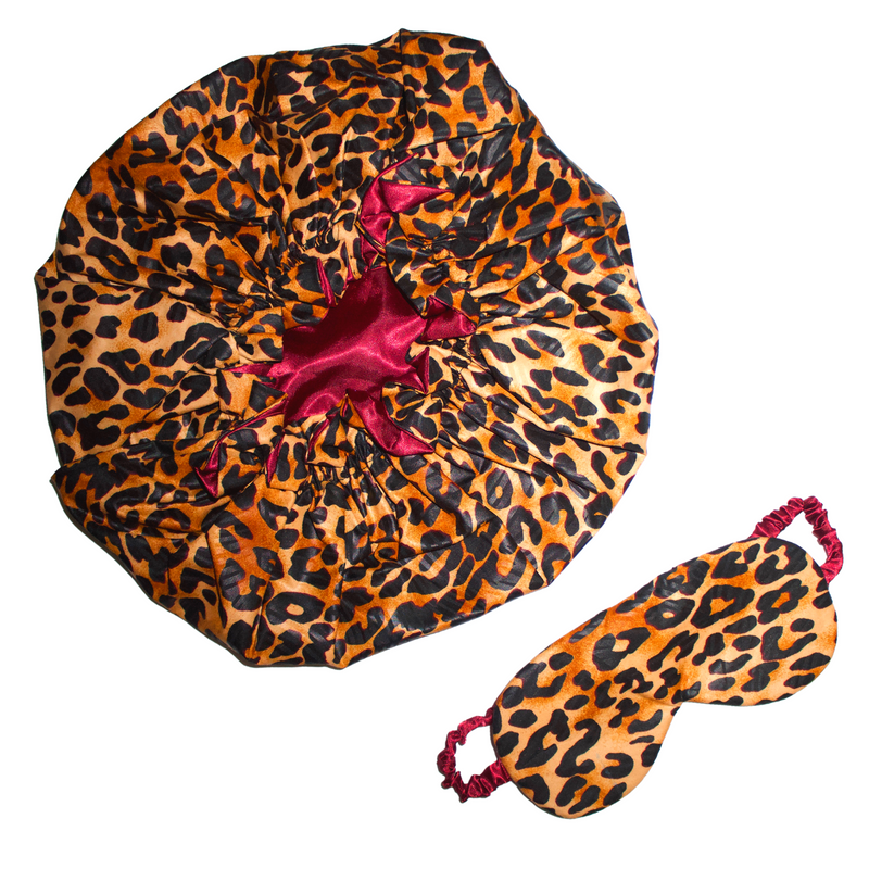 LEOPARD Bonnet and Eye Mask Set