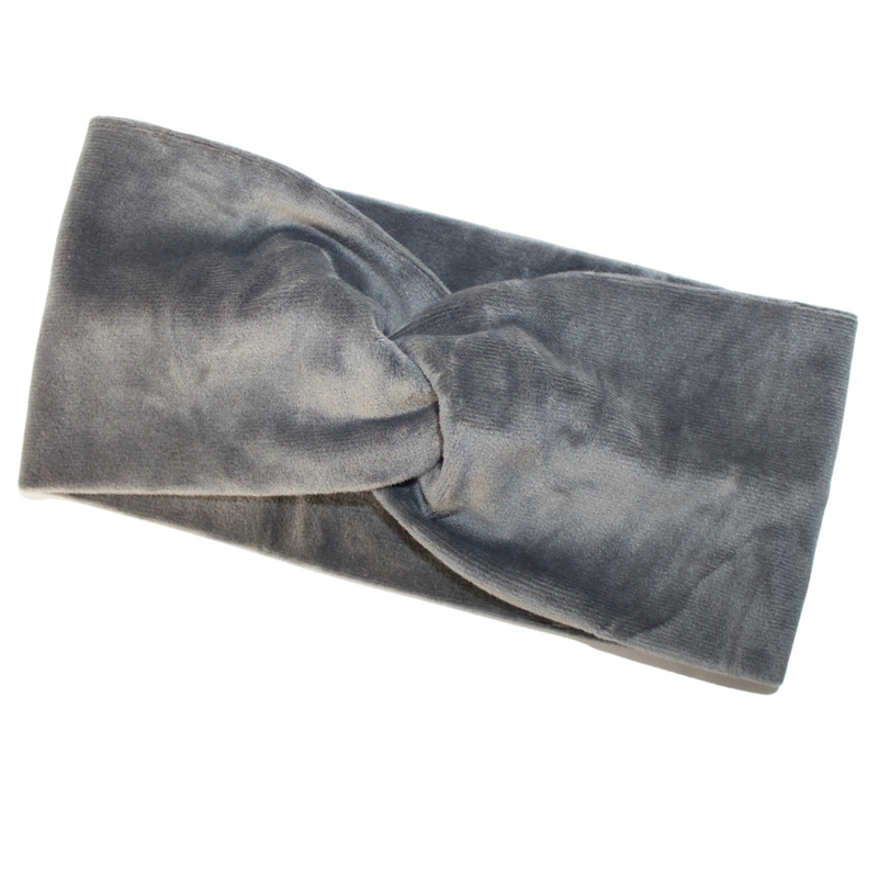 GREY VELOUR - Wide Stretchy Headband