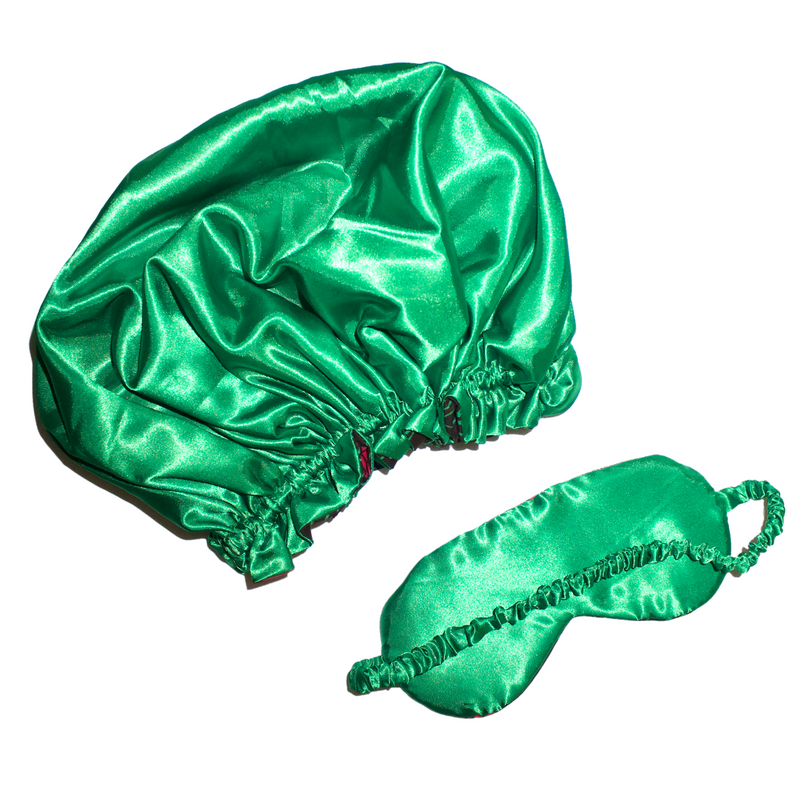 PINK FLOWER Bonnet and Eye Mask set