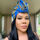 BLUE FLOWERS Rose Satin-Lined Pre-tied Headwrap