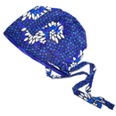 BLUE WHITE Satin-Lined Scrub Bonnet