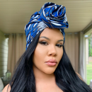 BLUE PEACOCK Rose Satin-Lined Pre-tied Headwrap