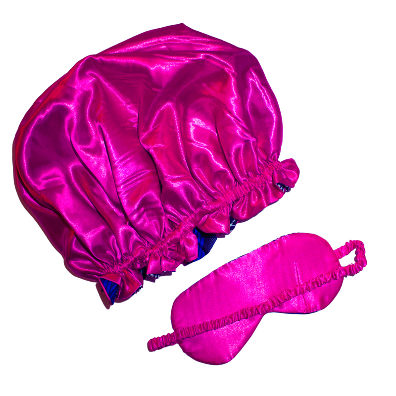 BLUE ZEBRA Bonnet and Eye Mask Set