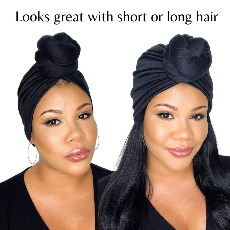 BLUE Jersey Pre-Tied Headwrap