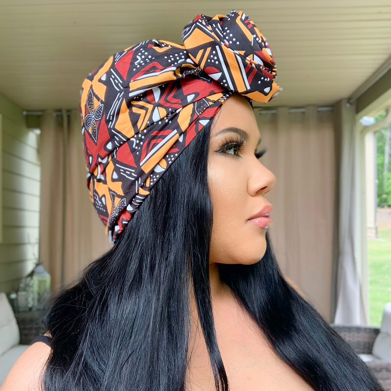 TERRACOTTA Rose Satin-Lined Pre-tied Headwrap