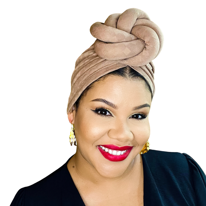 LIGHT BROWN Statement Pre-Tied Wrap